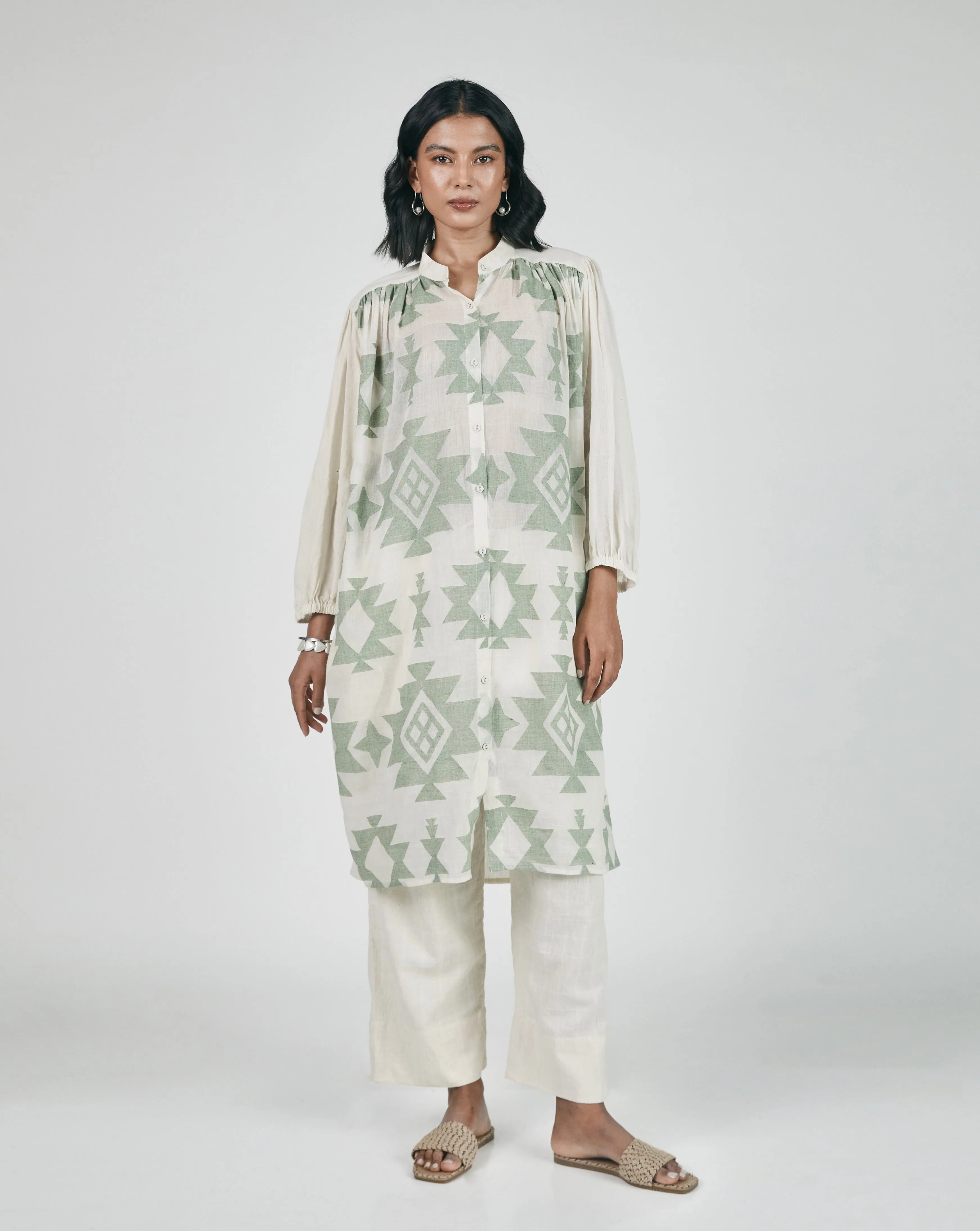 Samira Tunic in Jamdani Sage