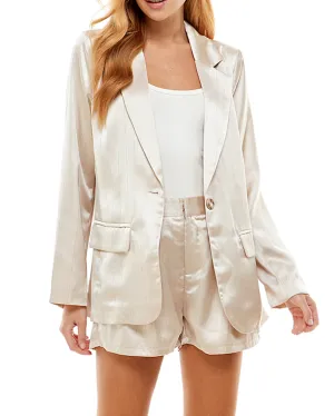 Satin Notch Collar Blazer
