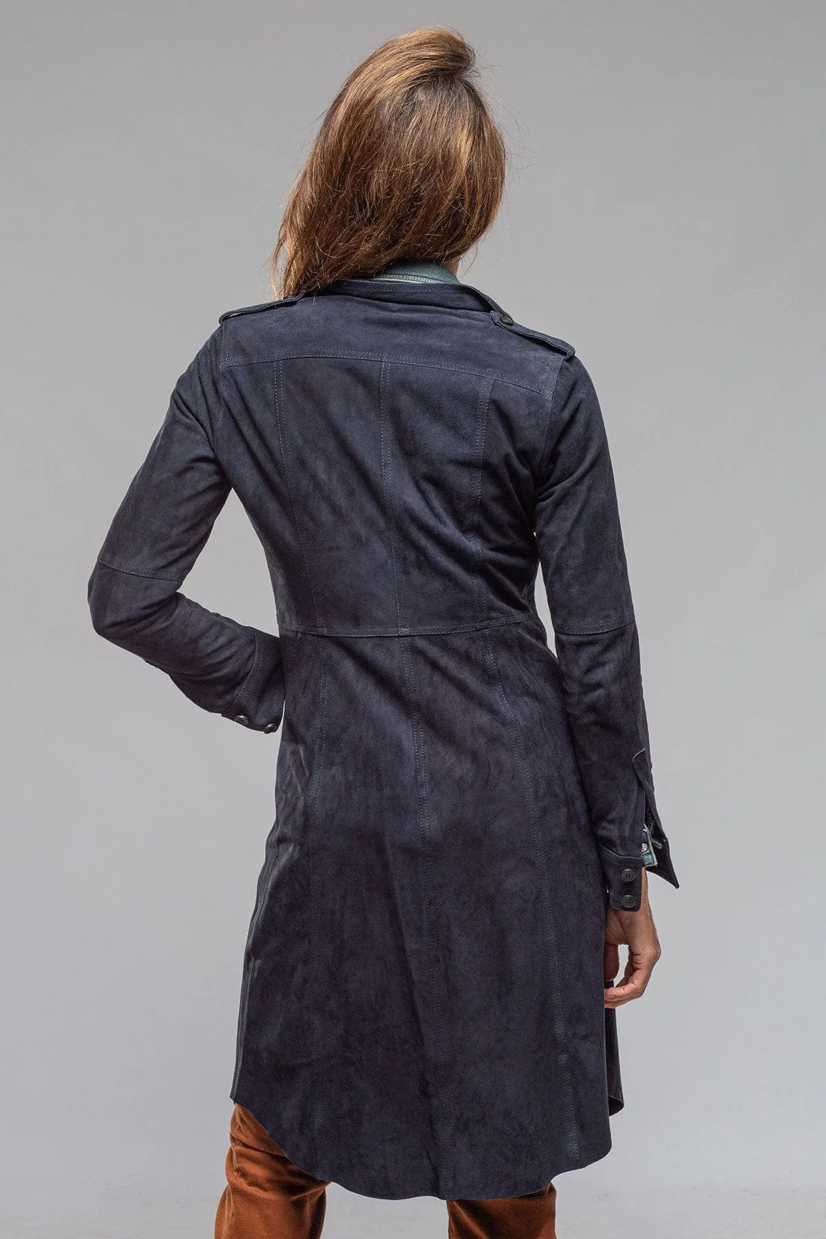 Savannah Long Leather Tunic In Navy