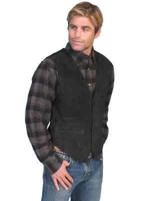 Scully Leather Mens Western Boar Suede Snap Front Vest Black 4X