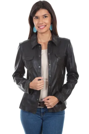 Scully Womens Black Lamb Leather Snap Jacket S
