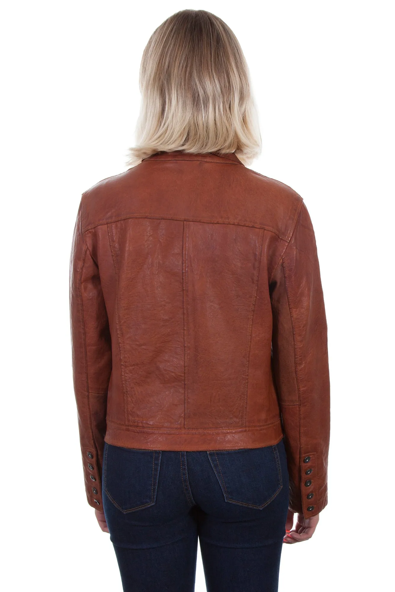 Scully Womens Cognac Leather Jean Jacket M