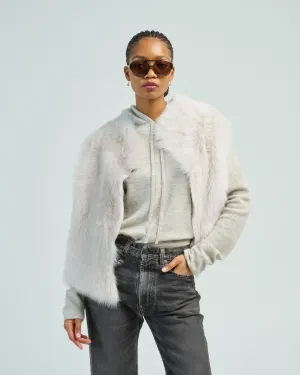 shearling and hand knit gilet