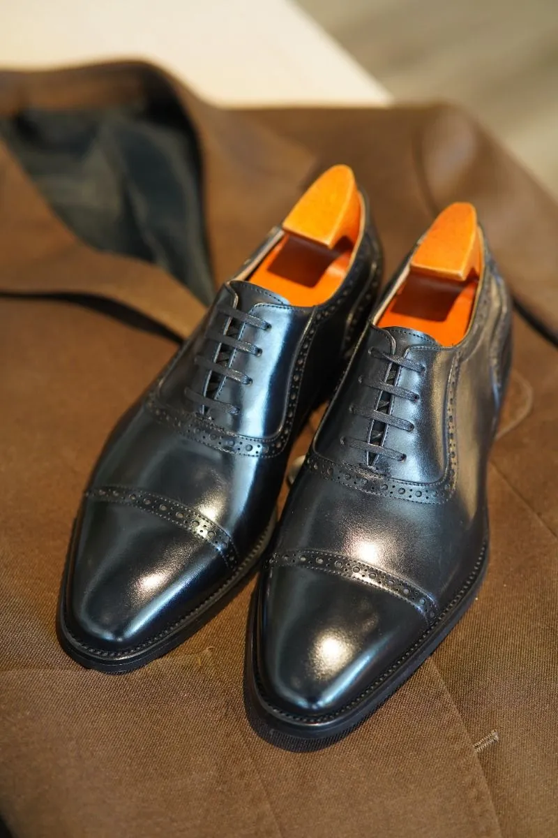 Somen Leather Cap Toe Brogue Oxford Lace-Ups Premium Men's Formal Shoes