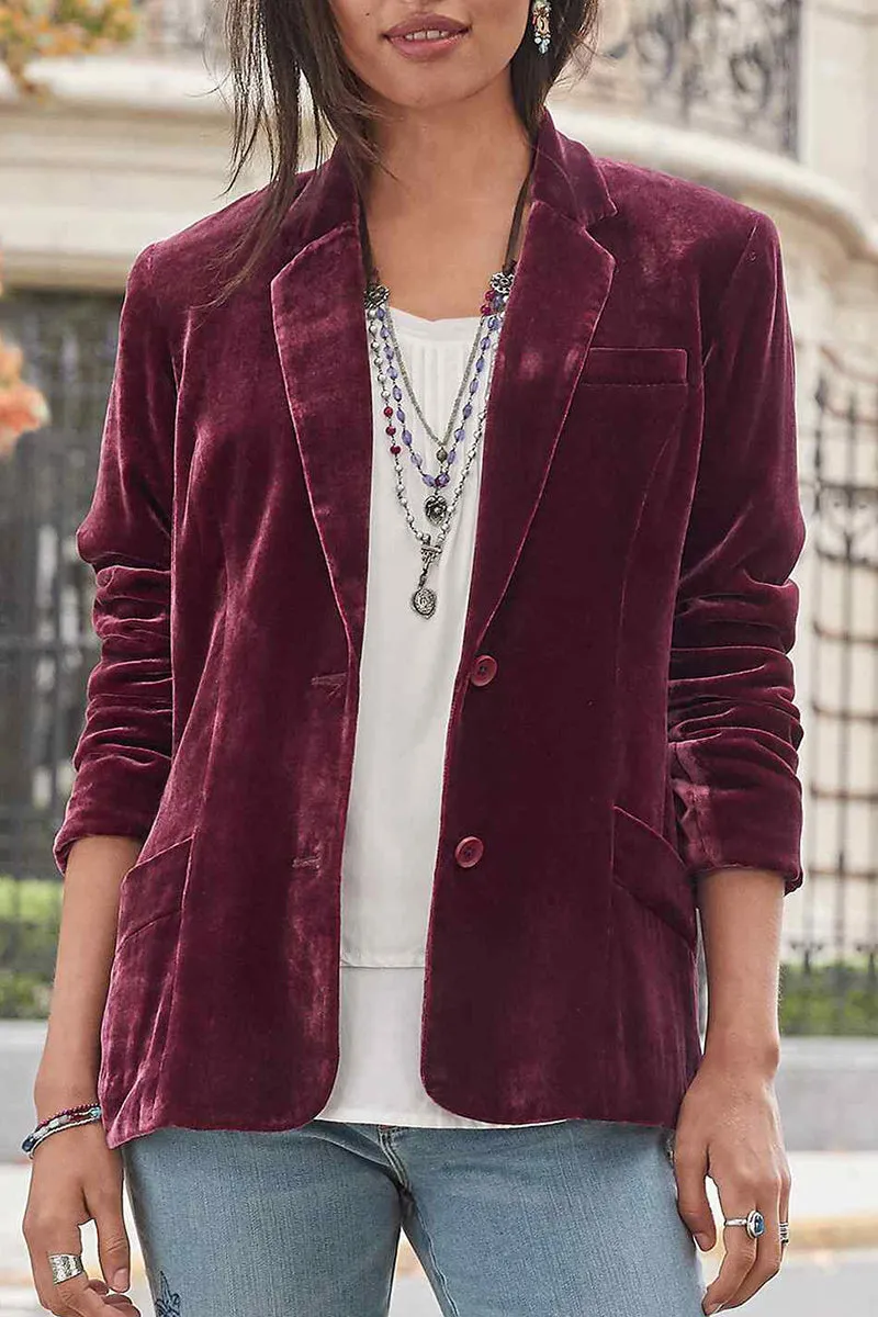 Street Solid Patchwork Pocket Turndown Collar Outerwear