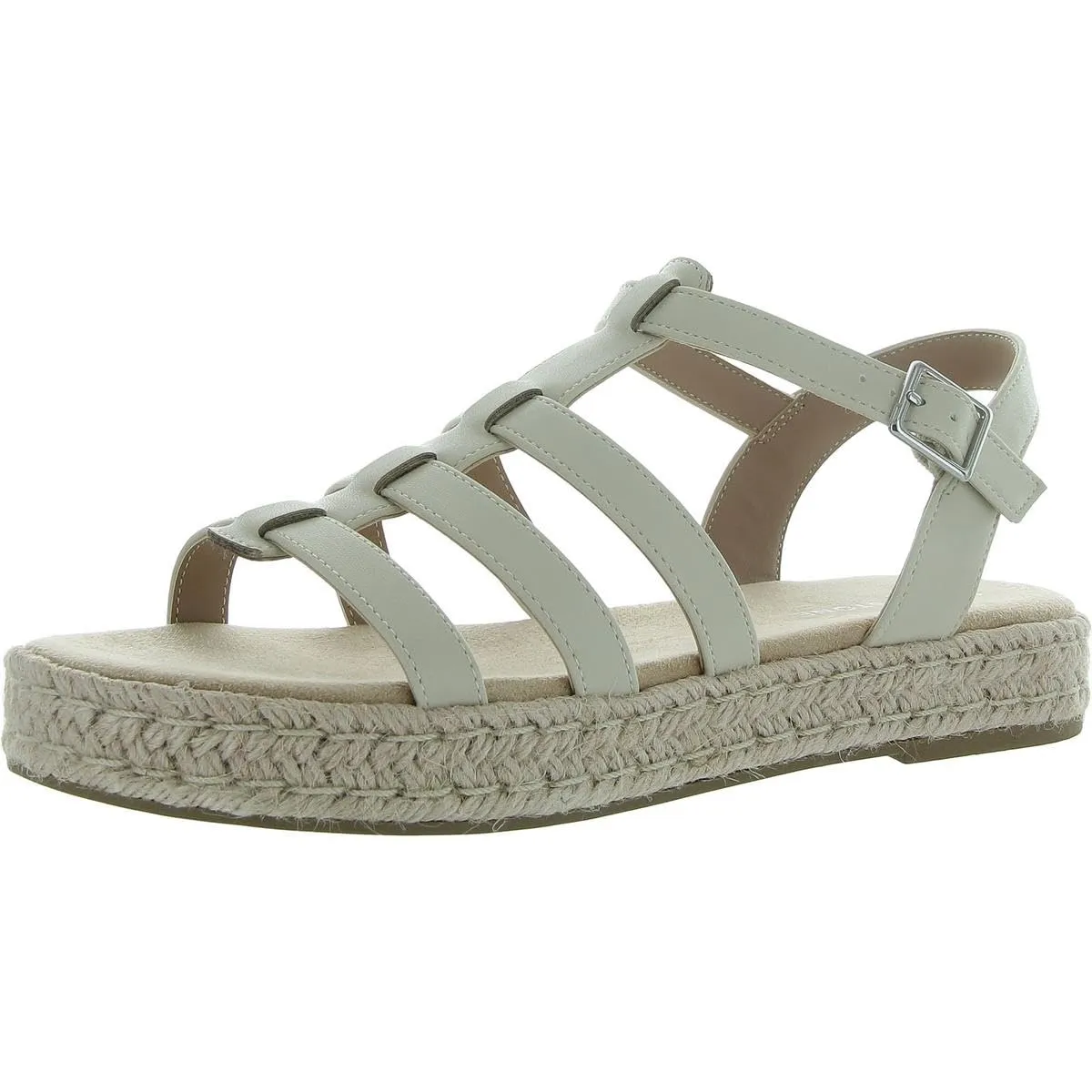 SUN STONE Womens Rykerr Faux Leather Fisherman Sandals Ivory 6 Medium (B,M)