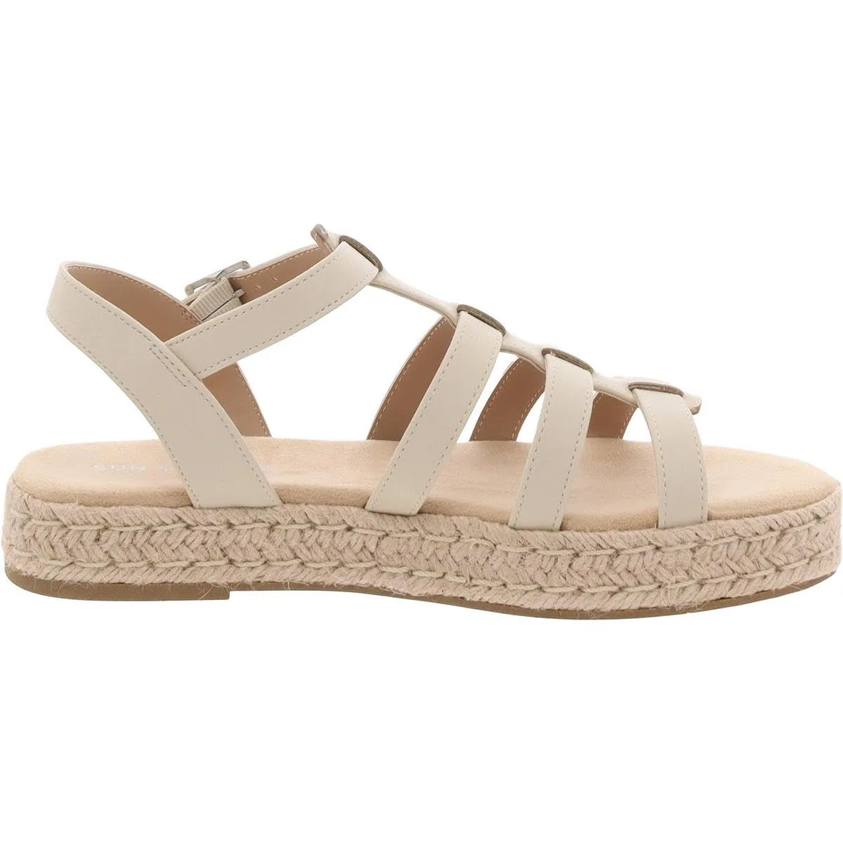 SUN STONE Womens Rykerr Faux Leather Fisherman Sandals Ivory 6 Medium (B,M)