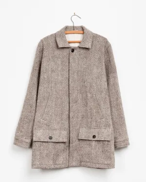 Taaj Long Wool Coat in Sand Diamond Dobby Yak/Merino