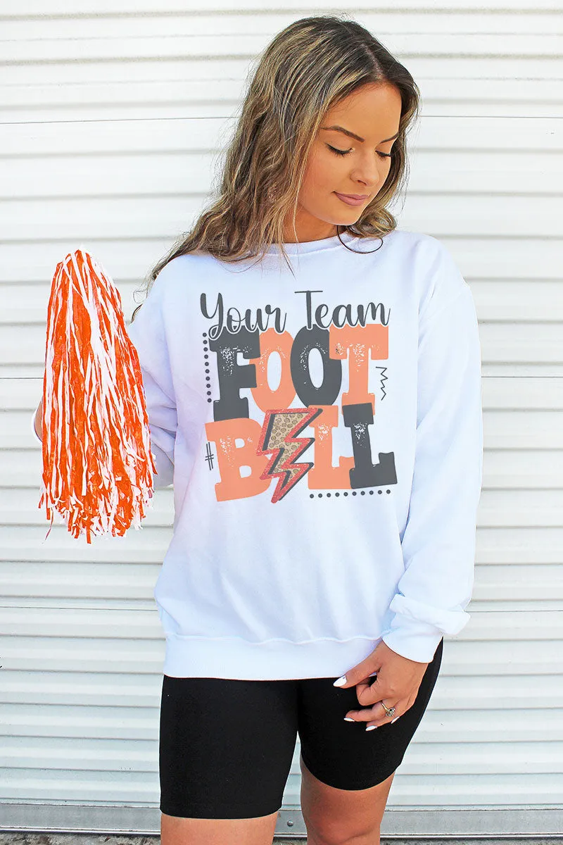 Team Name Football Orange & Black Unisex NuBlend Crew Sweatshirt