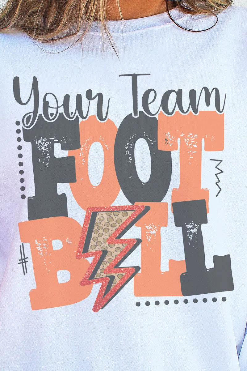 Team Name Football Orange & Black Unisex NuBlend Crew Sweatshirt