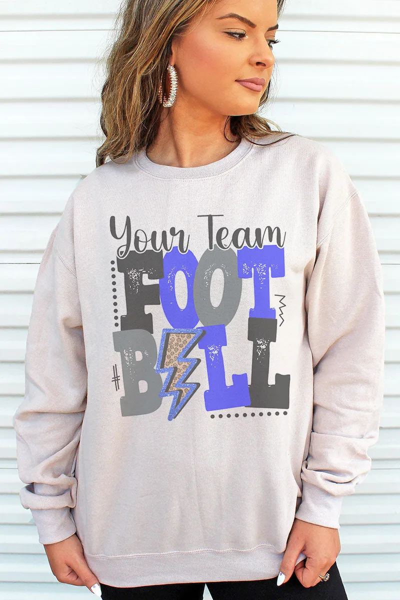 Team Name Football Royal & Black Unisex NuBlend Crew Sweatshirt