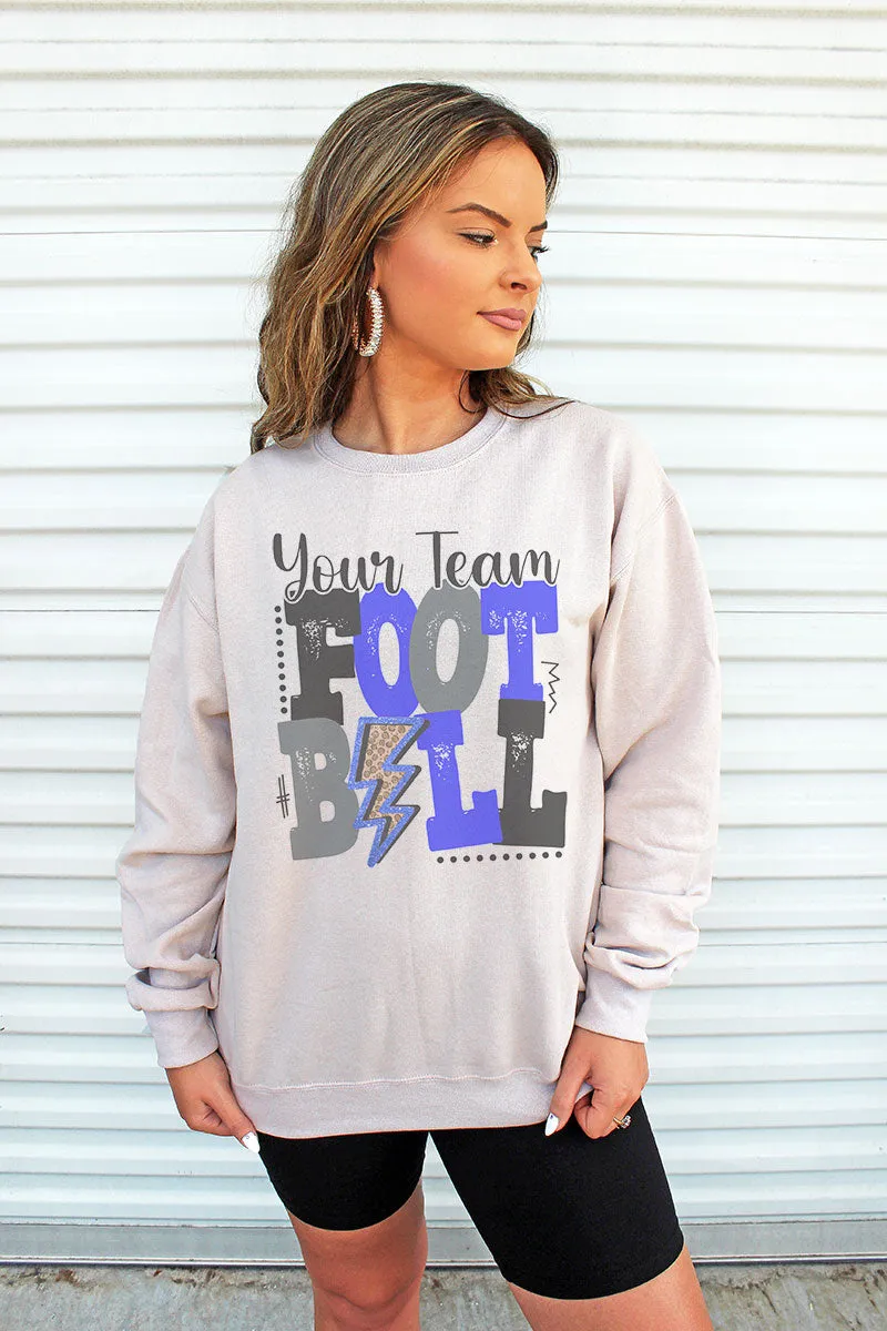 Team Name Football Royal & Black Unisex NuBlend Crew Sweatshirt
