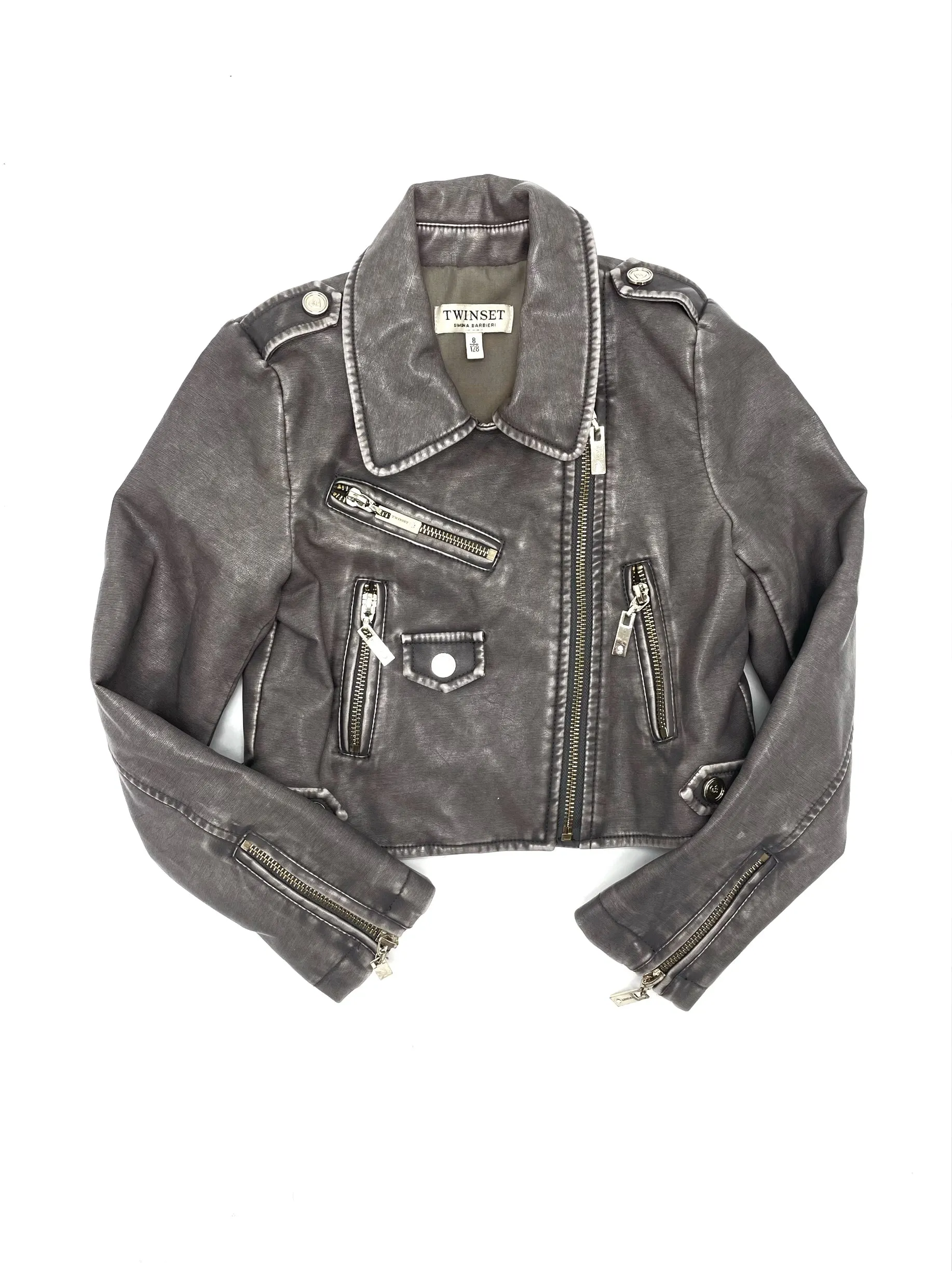 Twinset leather like biker jacket - 8