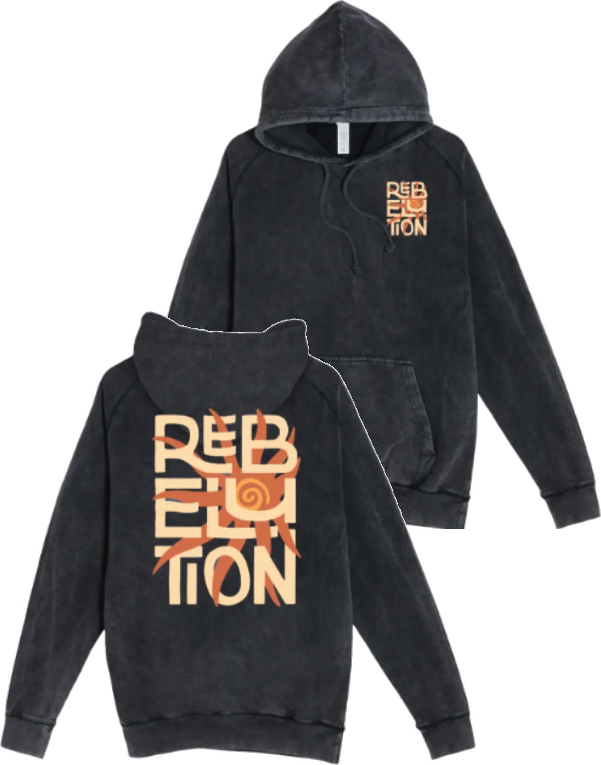 Wavy Sun Acid Wash Pullover Hoodie