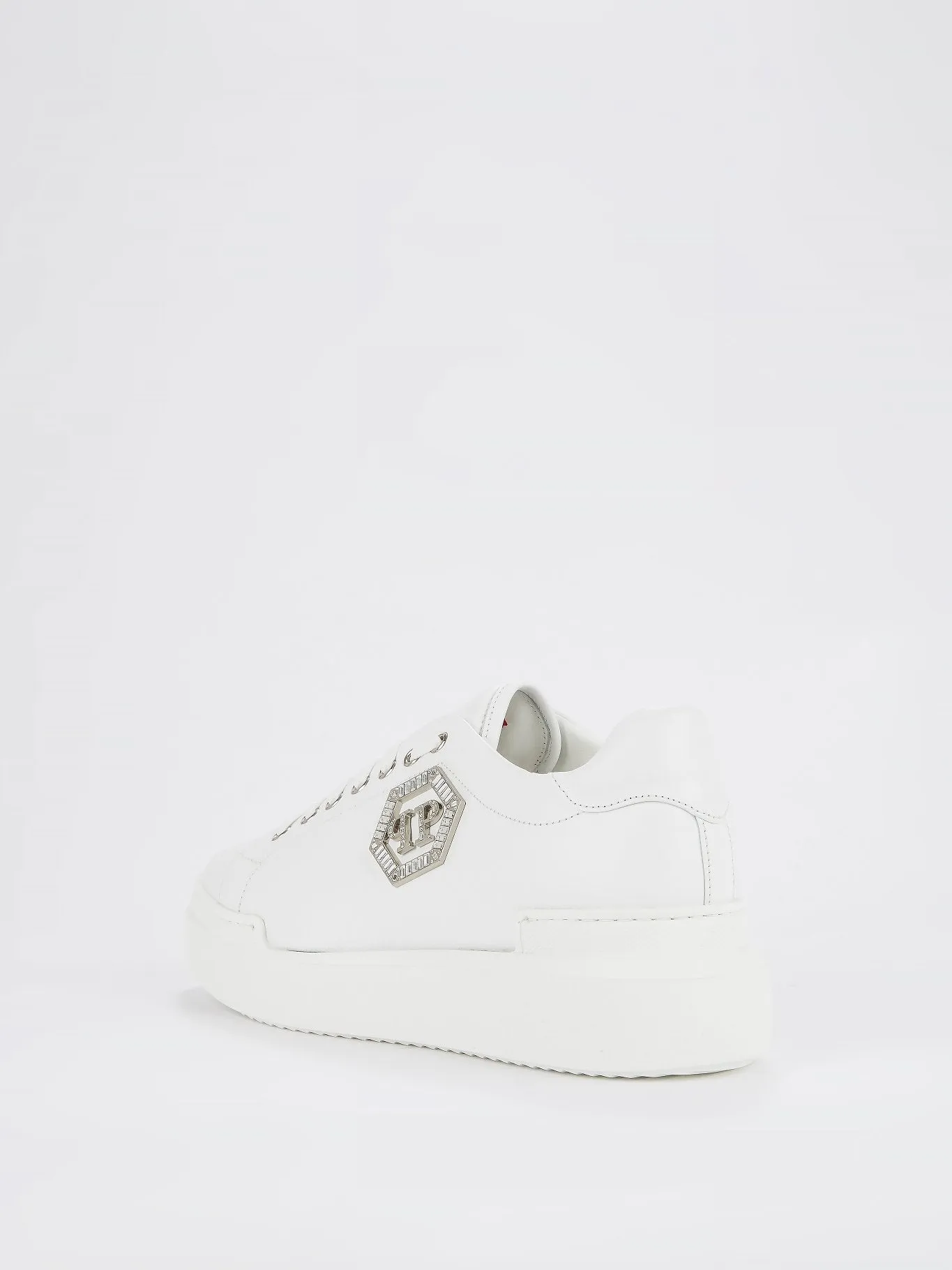 White Crystal Monogram Leather Sneakers