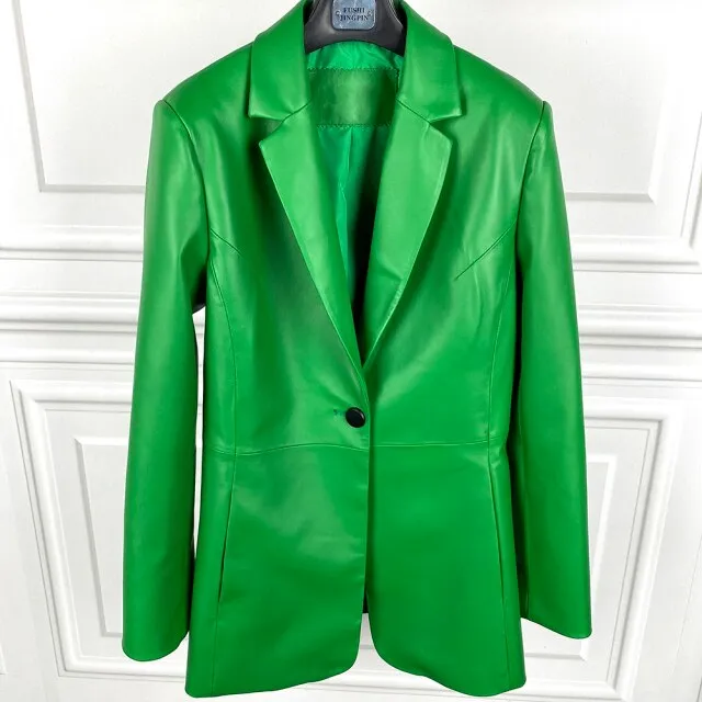 Women Snake Shiny Patent Leather Jacket