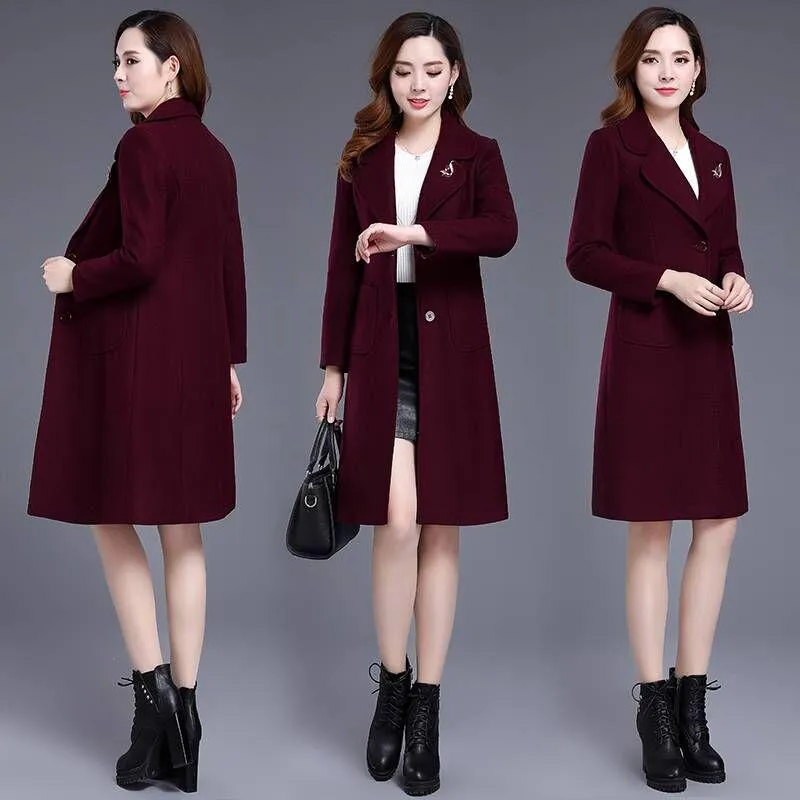 Women Wool Coat 2019 Winter Single Breasted Elegant Female Wool Blends Coat Autumn Jacket Overcoats