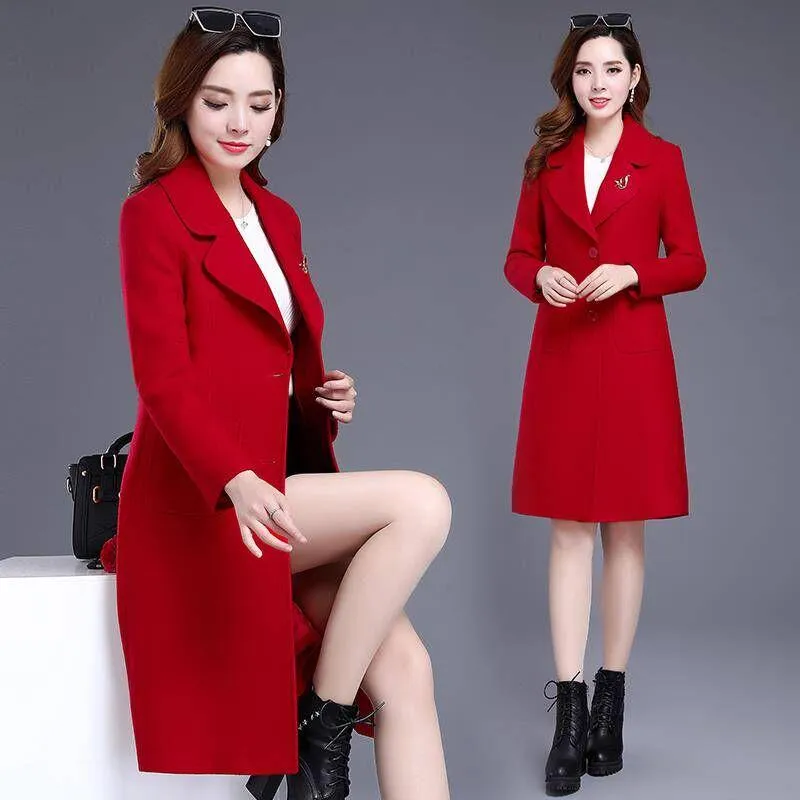Women Wool Coat 2019 Winter Single Breasted Elegant Female Wool Blends Coat Autumn Jacket Overcoats